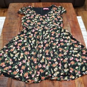 Betsey Johnson Black Dress with Floral Design